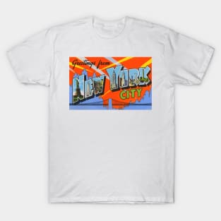 Greetings from New York City - Vintage Large Letter Postcard T-Shirt